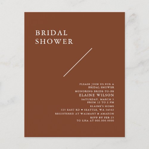 Budget Terracotta Simple Bridal Shower Invitation