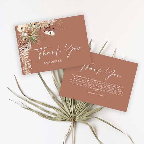 Budget terracotta simple bridal shower thank you enclosure card
