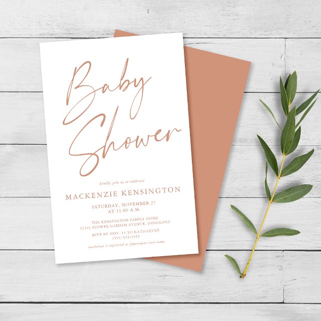 Budget Terracotta Simple Script Baby Shower FLYER (Creator Uploaded)