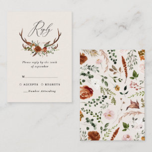 Budget terracotta stag chic floral elegant wedding enclosure card