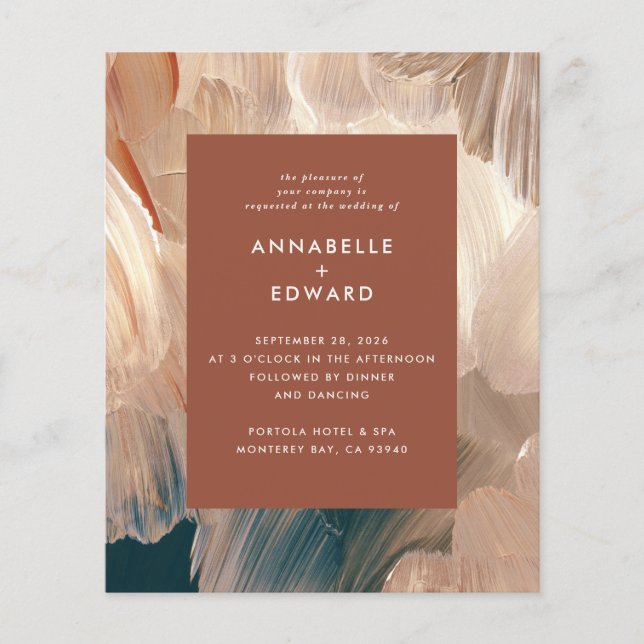 budget Terracotta teal painterly stylish wedding Flyer (Front)