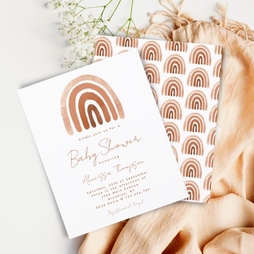 Budget Terracotta Watercolor Rainbow Baby Shower