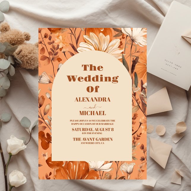 Budget Terracotta Watercolor Wildflowers Wedding Flyer (Creator Uploaded)