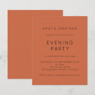 Budget Terracotta Wedding Evening Party Invite