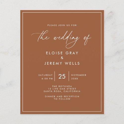 Budget Terracotta Wedding Invitation  Flyer