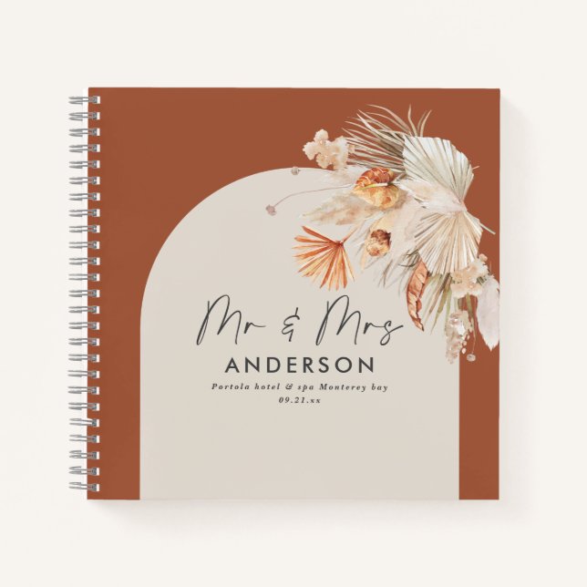 budget terracotta wedding mr and mrs guestbook notebook (Front)