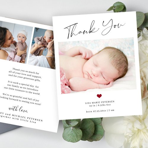 Budget thank you baby photo birth announcement