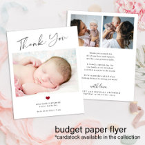 Budget thank you baby photo birth announcement flyer