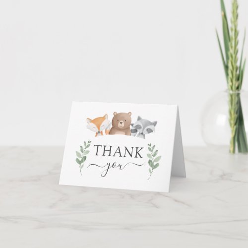 Budget Thank You Baby Shower Woodland Greenery Card