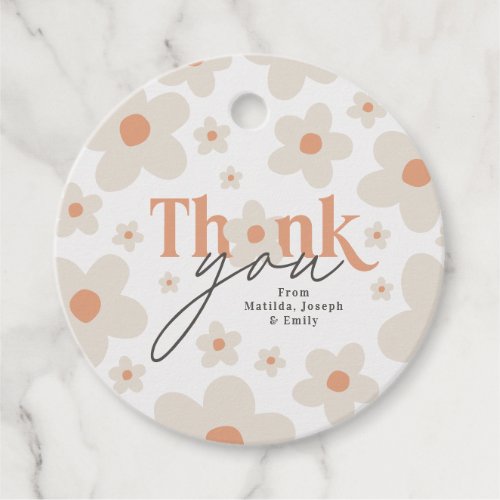 Budget Thank you birthday daisy terracotta natural Favor Tags