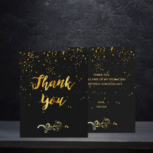 Budget Thank you card birthday black gold