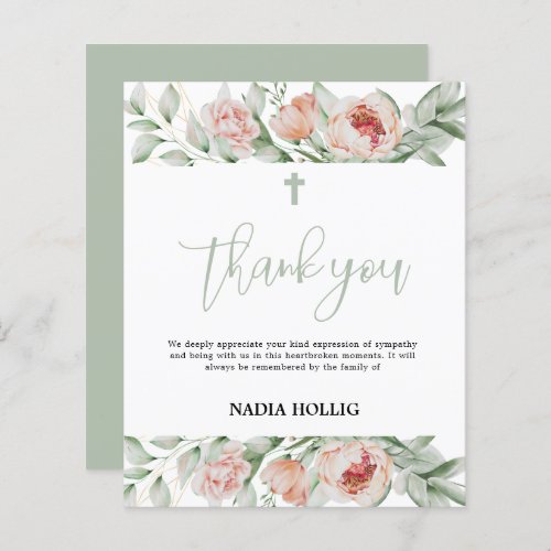 Budget Thank You Funeral Cross Memorial Card