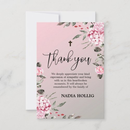 Budget Thank You Funeral Cross Memorial Card