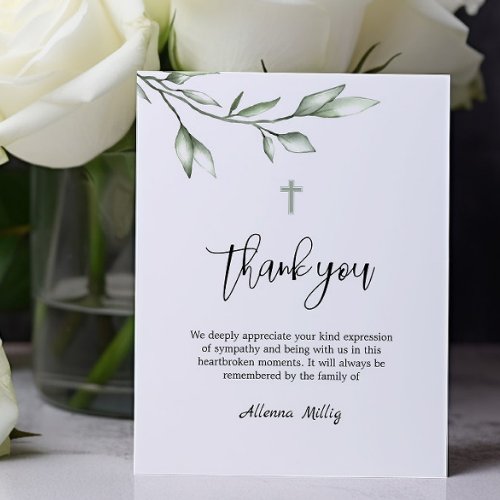 Budget Thank You Funeral Cross Memorial Card