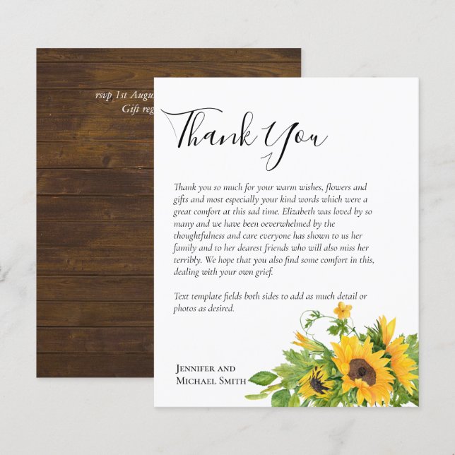 BUDGET Thank You Funeral Memorial Card Templates (Front/Back)