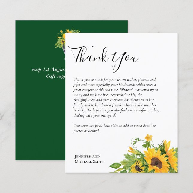 BUDGET Thank You Funeral Memorial Card Templates (Front/Back)