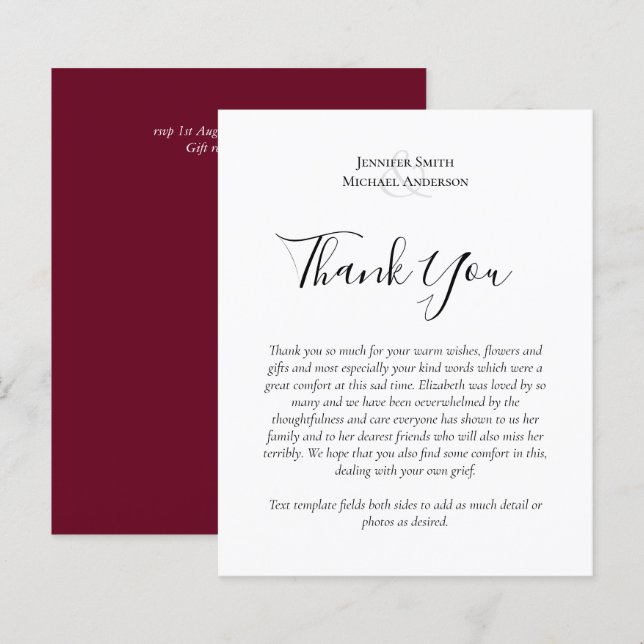BUDGET Thank You Funeral Memorial Card Templates (Front/Back)