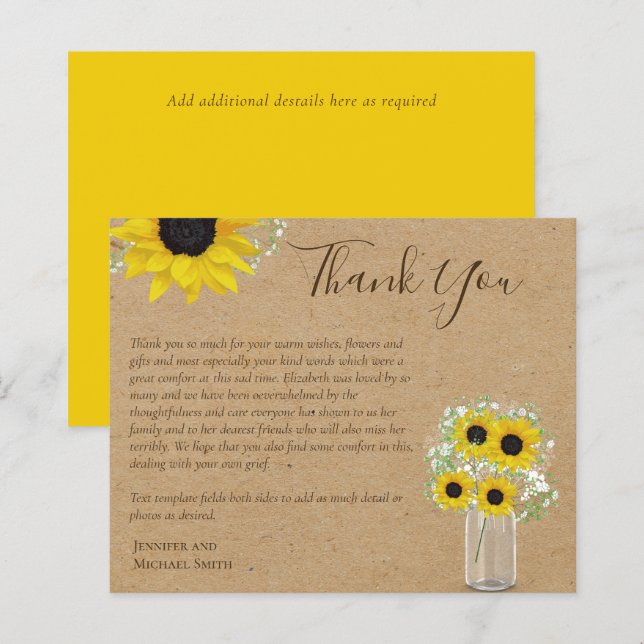 BUDGET Thank You Funeral Memorial Card Templates (Front/Back)