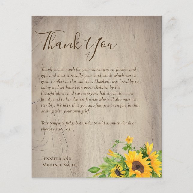 BUDGET Thank You Funeral Memorial Card Templates (Front)