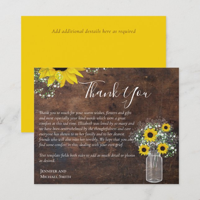 BUDGET Thank You Funeral Memorial Card Templates (Front/Back)
