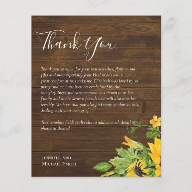 BUDGET Thank You Funeral Memorial Card Templates (Front)