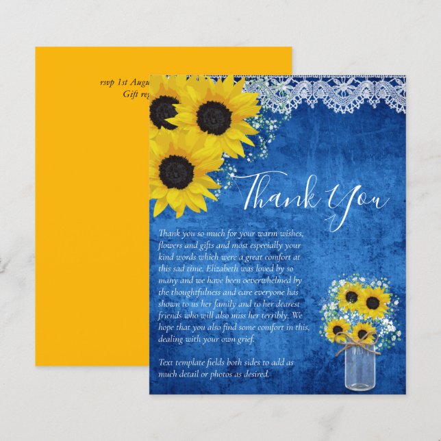 BUDGET Thank You Funeral Memorial Card Templates (Front/Back)