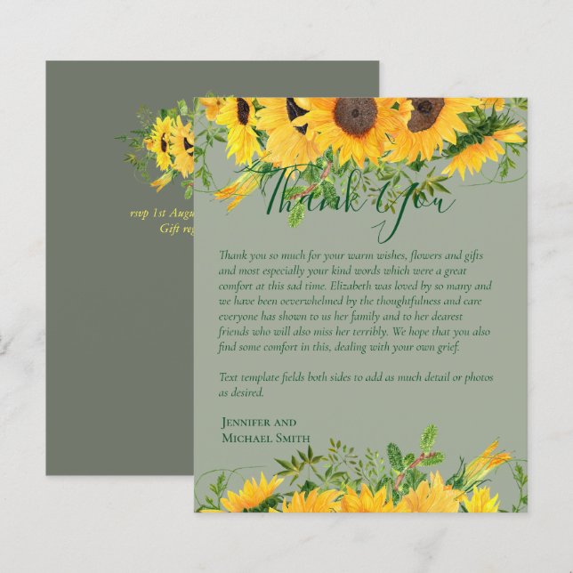 BUDGET Thank You Funeral Memorial Card Templates (Front/Back)