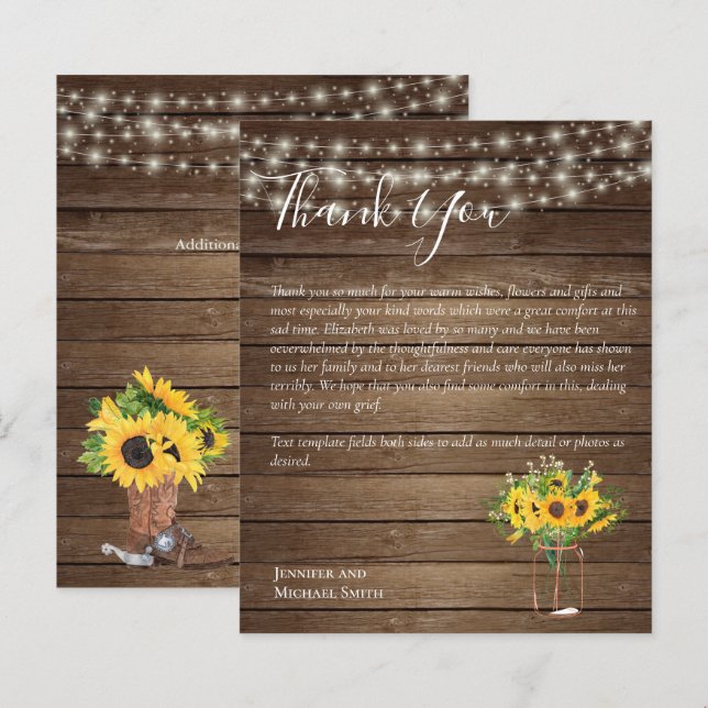 BUDGET Thank You Funeral Memorial Card Templates (Front/Back)