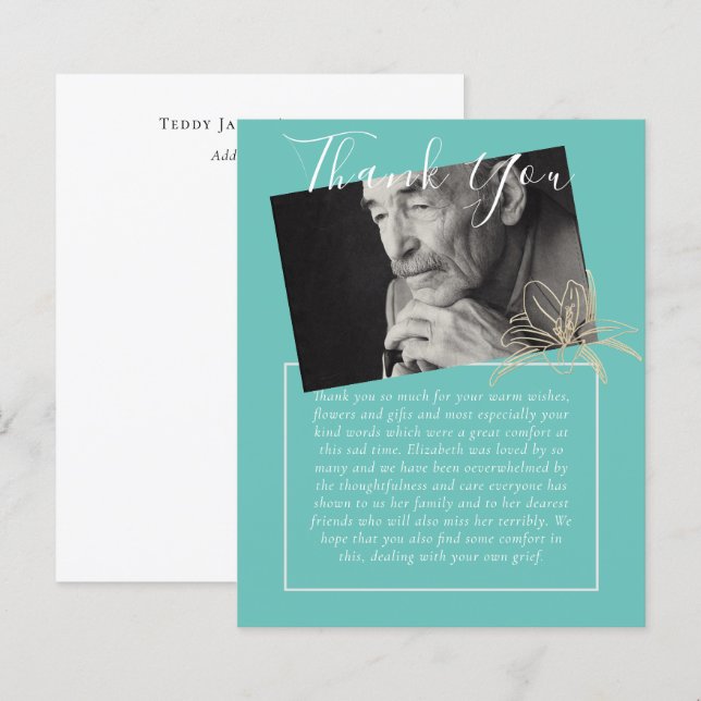 BUDGET Thank You Funeral Memorial Obituary PHOTO (Front/Back)