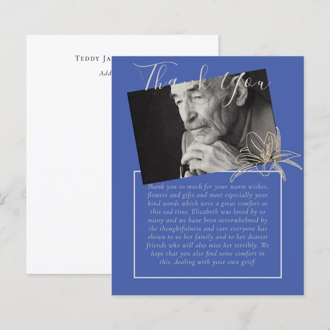 BUDGET Thank You Funeral Memorial Obituary PHOTO (Front/Back)