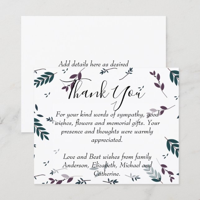 BUDGET Thank You Funeral Memorial Template (Front/Back)