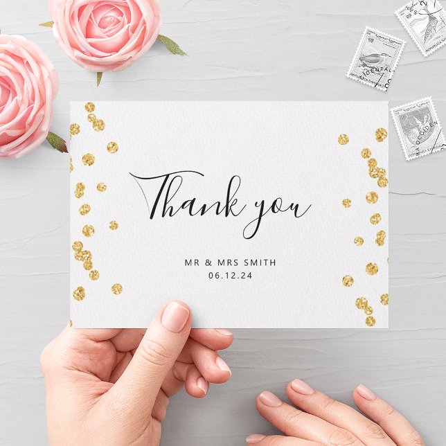 BUDGET Thank You Insert Gold Glitter  Note Card (BUDGET Thank You Insert Gold Glitter Note Card)