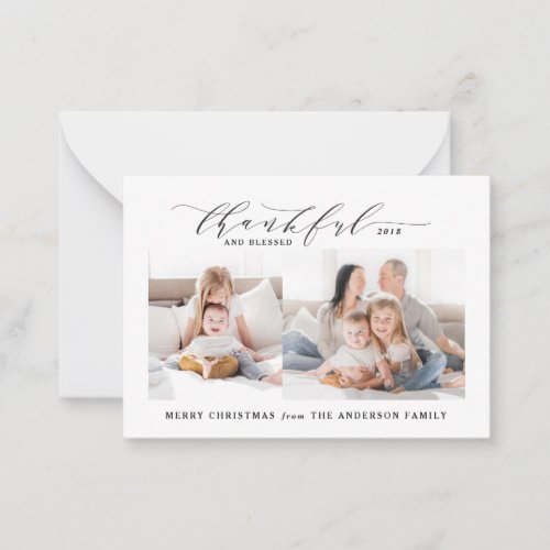 budget Thankful and blessed photo Christmas  Note Card
