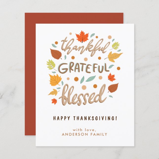 Budget Thankful Grateful Blessed Thanksgiving (Front/Back)
