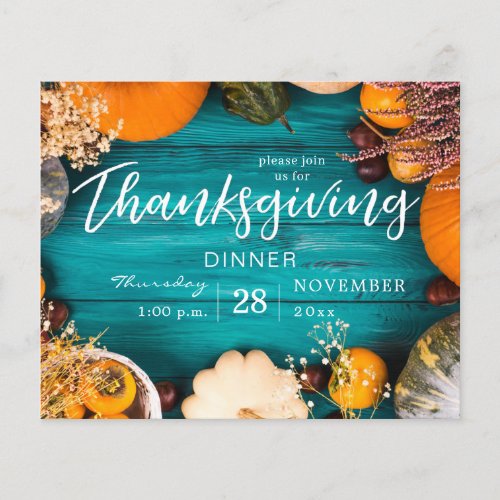 Budget Thanksgiving Dinner Feast Blue Pumpkin Flyer