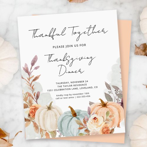 Budget Thanksgiving Dinner Pumpkins Invitation