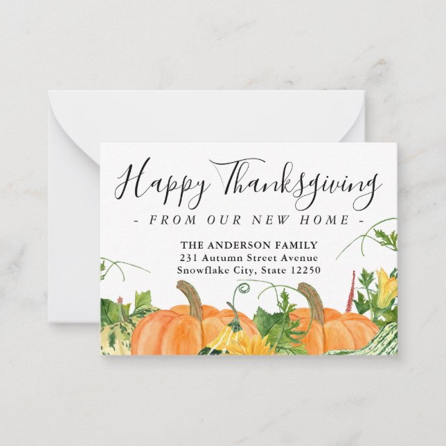 Budget Thanksgiving New Home Pumpkin Moving Card (Front)