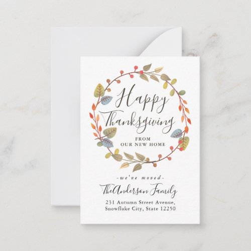 Budget Thanksgiving New Home Wreath Moving Card