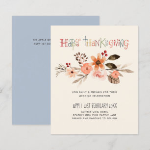 BUDGET  Thanksgiving Wedding Invitations DustyBlue