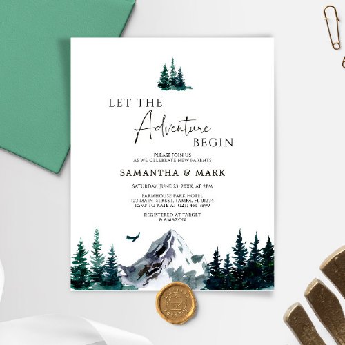 Budget The Adventure Begin Baby Shower Invitation