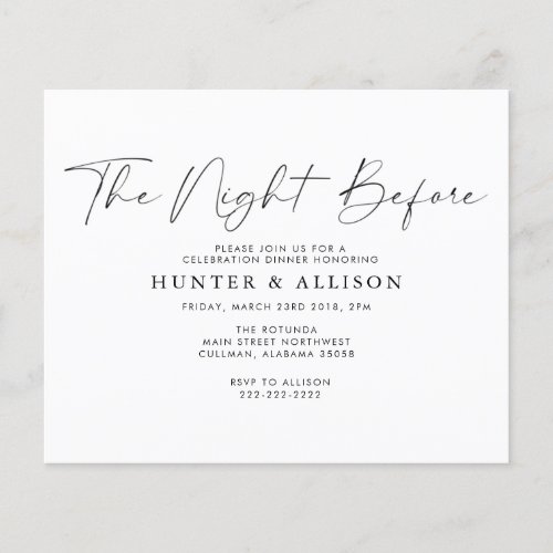 Budget  The Night Before  Invitation Flyer