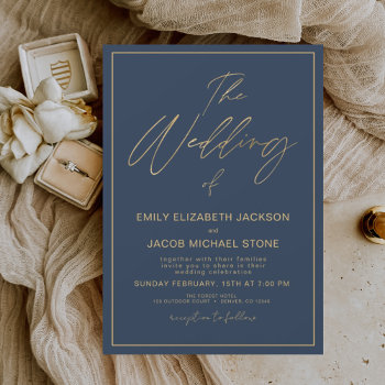 Budget The Wedding Of Gold Navy Blue Flyer by Hot_Foil_Creations at Zazzle