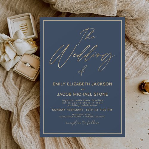 Budget The Wedding of Gold Navy Blue Flyer