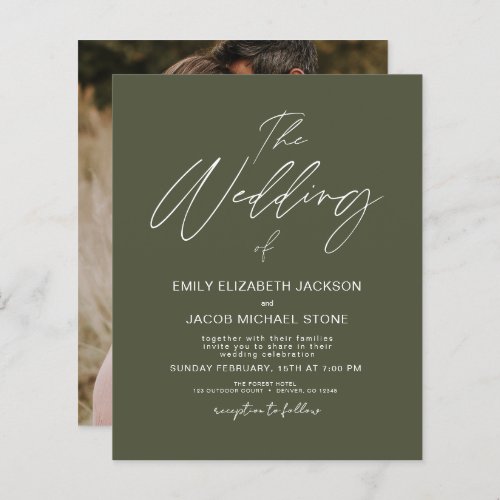 Budget The Wedding of Sage Green Modern Typography