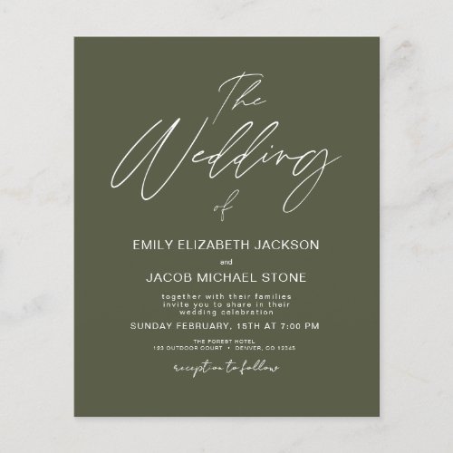 Budget The Wedding of Sage Green Modern Typography Flyer
