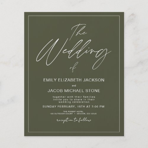 Budget The Wedding of Sage Green Modern Typography Flyer