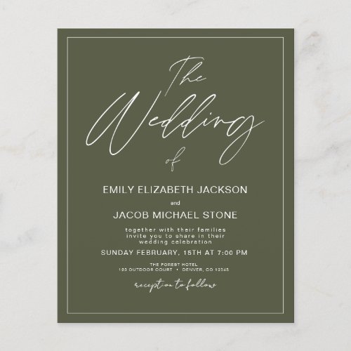 Budget The Wedding of Sage Green Modern Typography Flyer