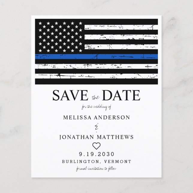 Budget Thin Blue Line Law Enforcement Wedding (Front)