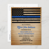 Budget Thin Blue Line Police Retirement Invitation (Front/Back)