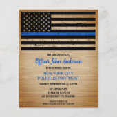Budget Thin Blue Line Police Retirement Invitation (Front)